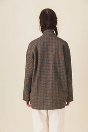 veste femme laine carreaux marron serge