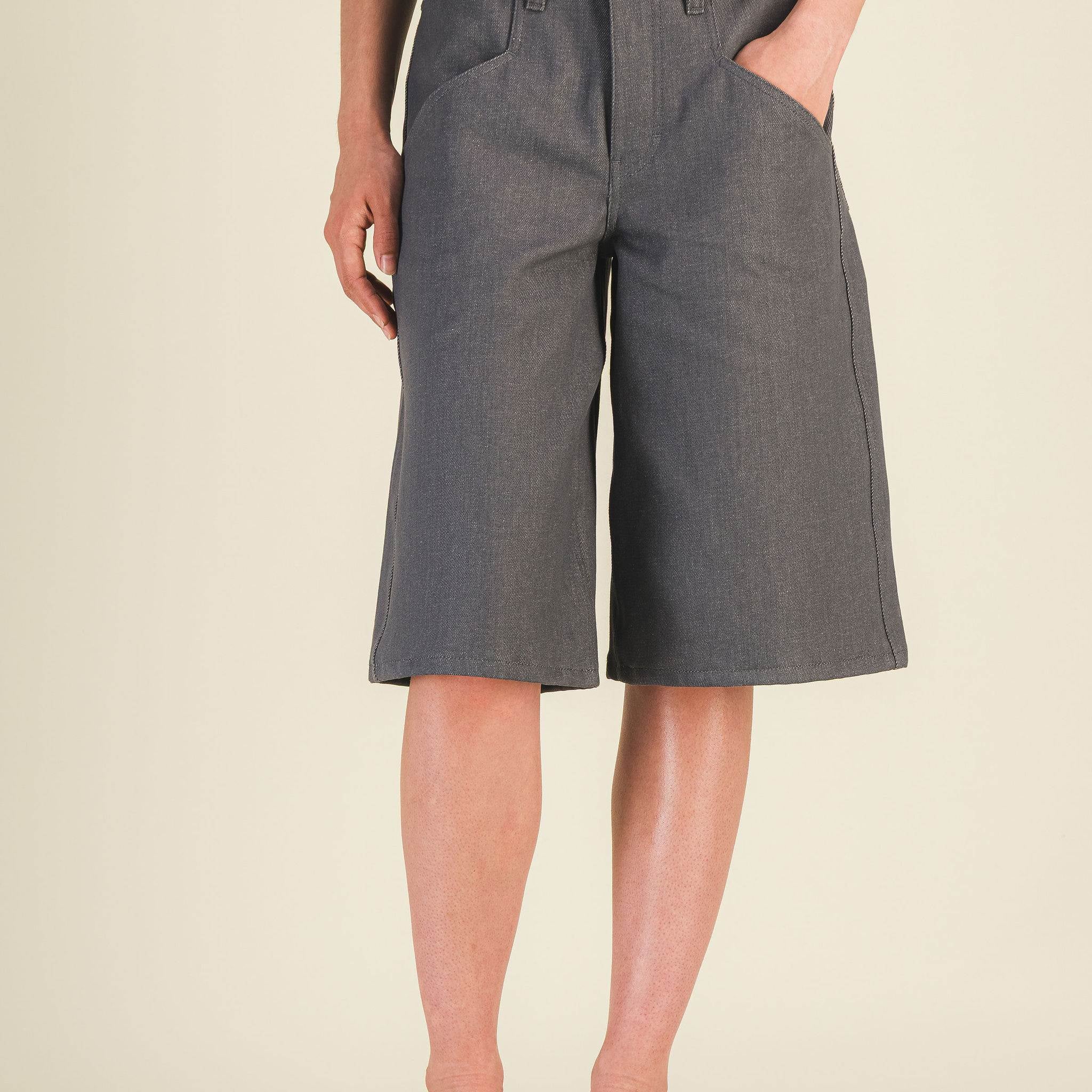 Bermuda denim loose femme Ben Denim Gris - photo 1