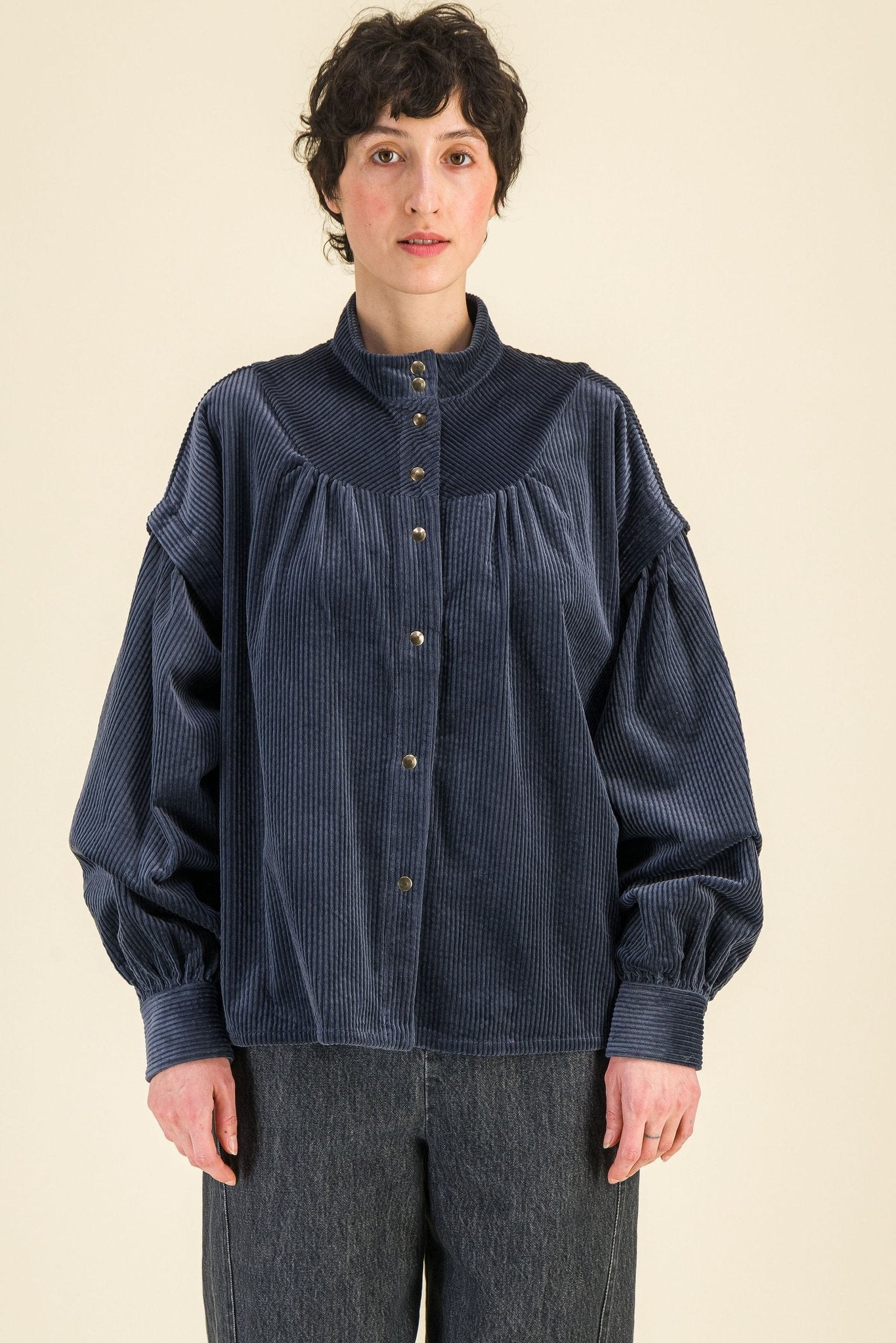 Blouse Juliette Velours Bleu - SIXSOEURS