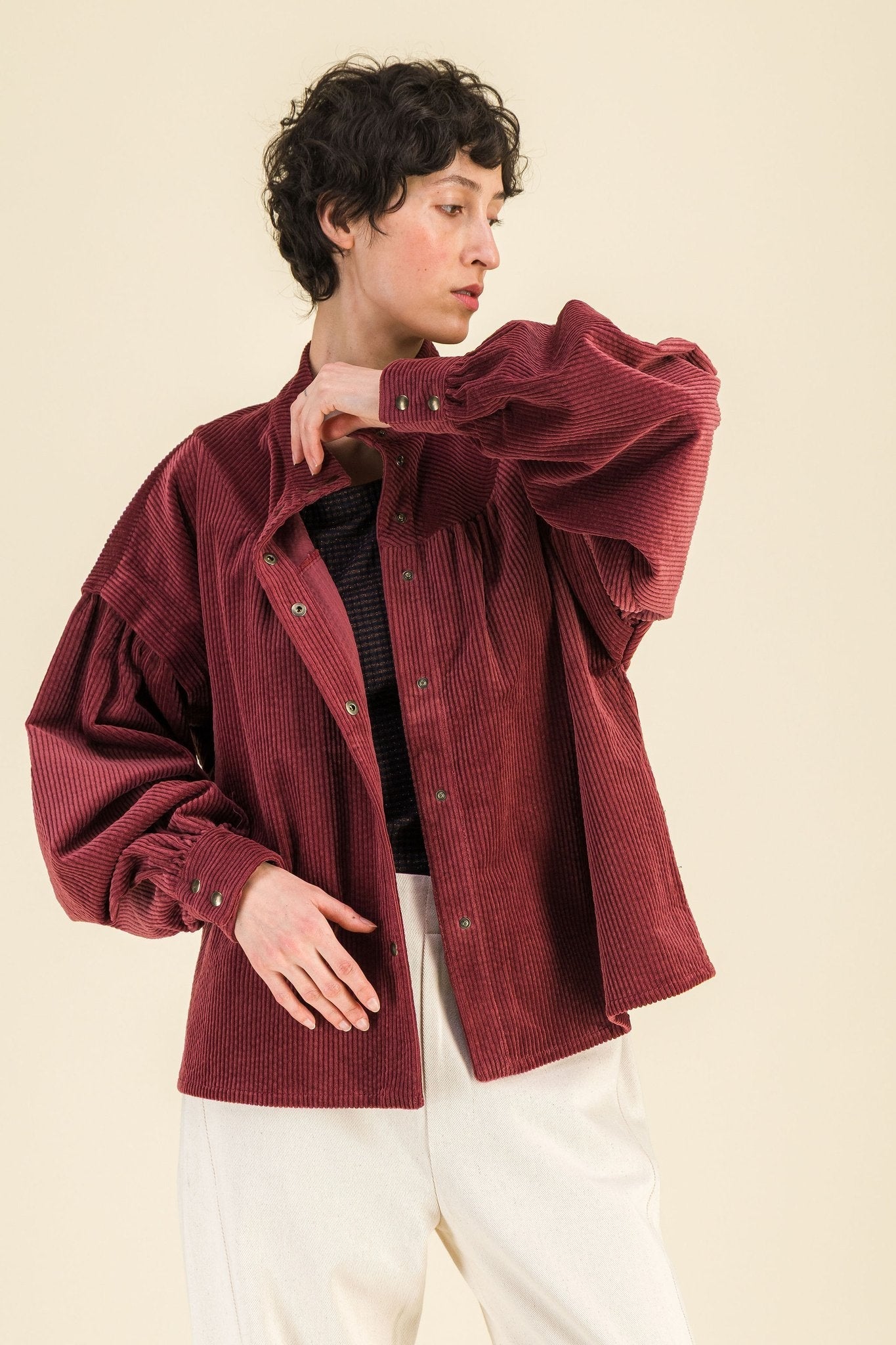 Blouse Juliette Velours Bordeaux - SIXSOEURS