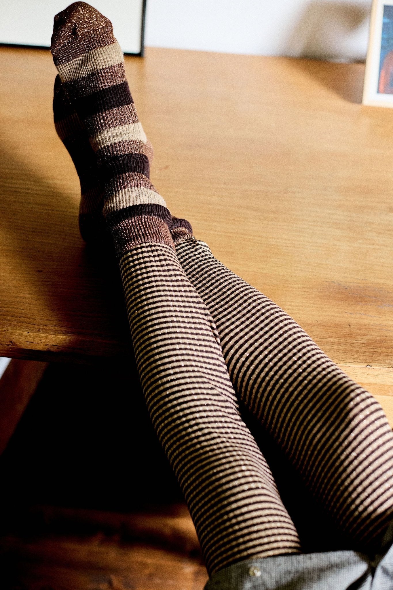 Chaussettes Rayées Noisette - SIXSOEURS