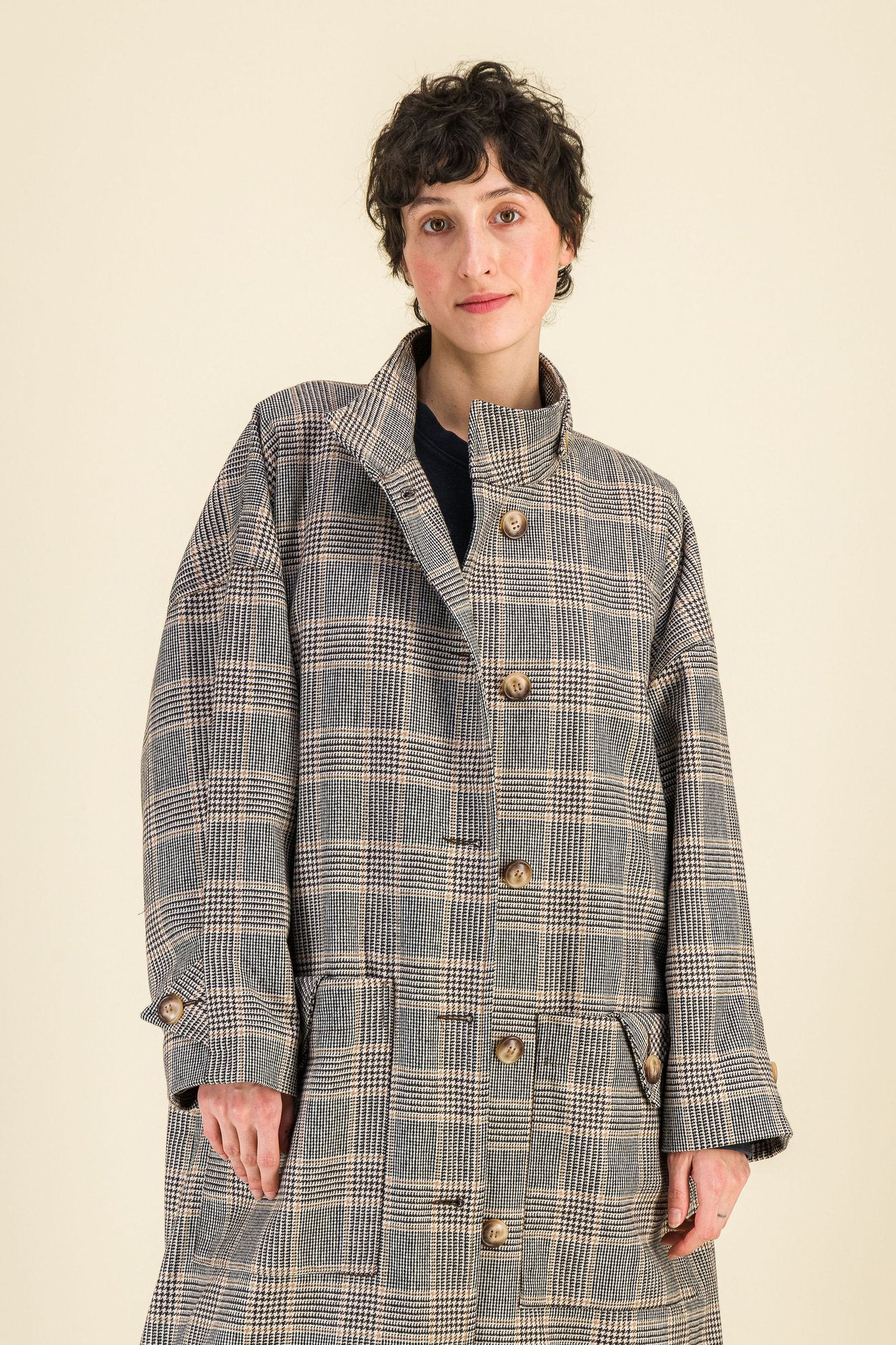 Manteau laine femme Loulou Prince de Galles - SIXSOEURS