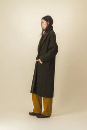 manteau femme long kaki chaud