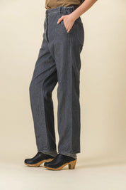 pantalon femme large en jean gris