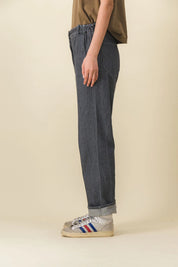 pantalon femme large en jean gris