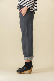 pantalon femme large en jean gris