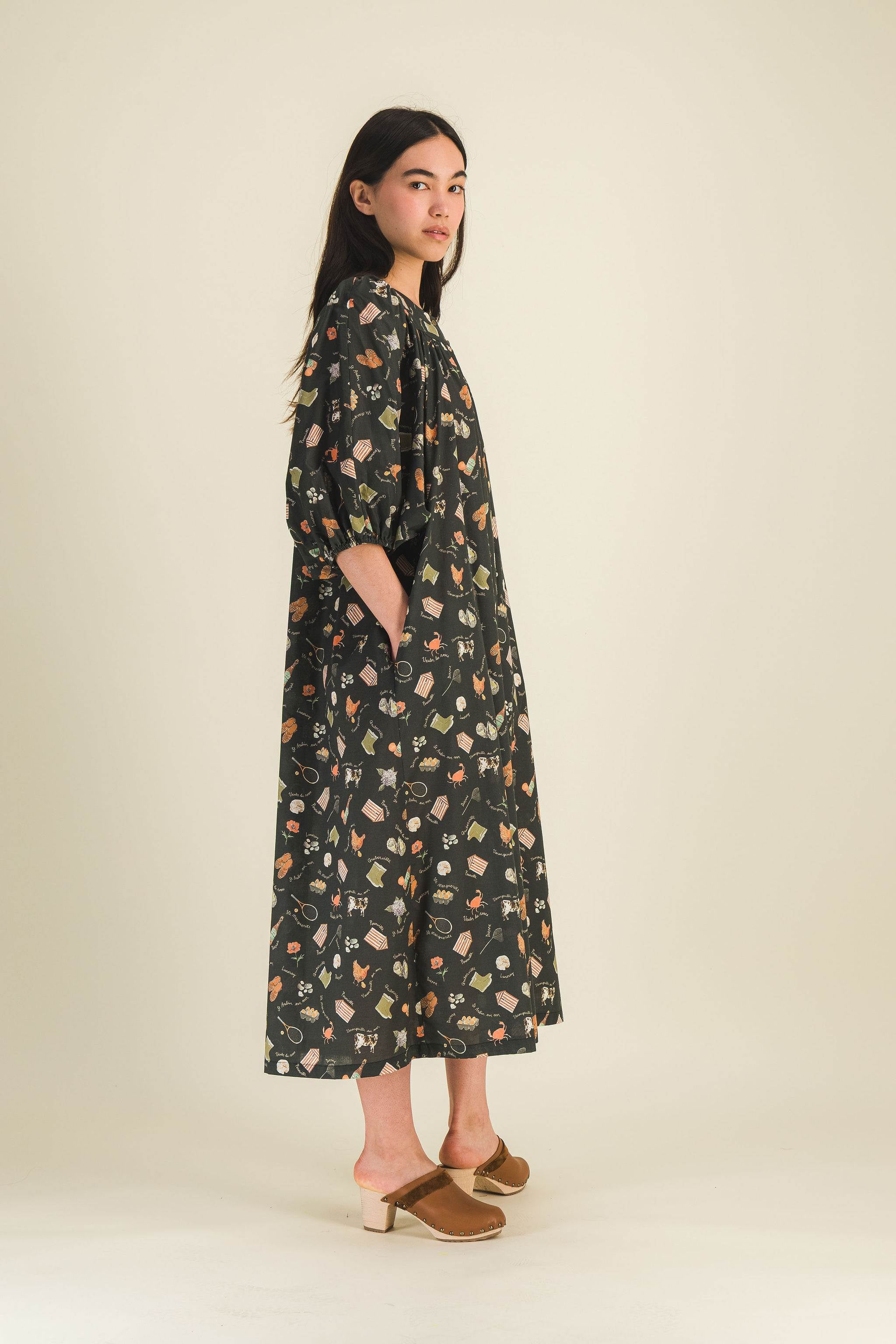 Robe longue imprimée femme Pippa Noire - photo 1