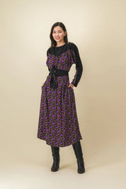 robe longue fleurs et noir