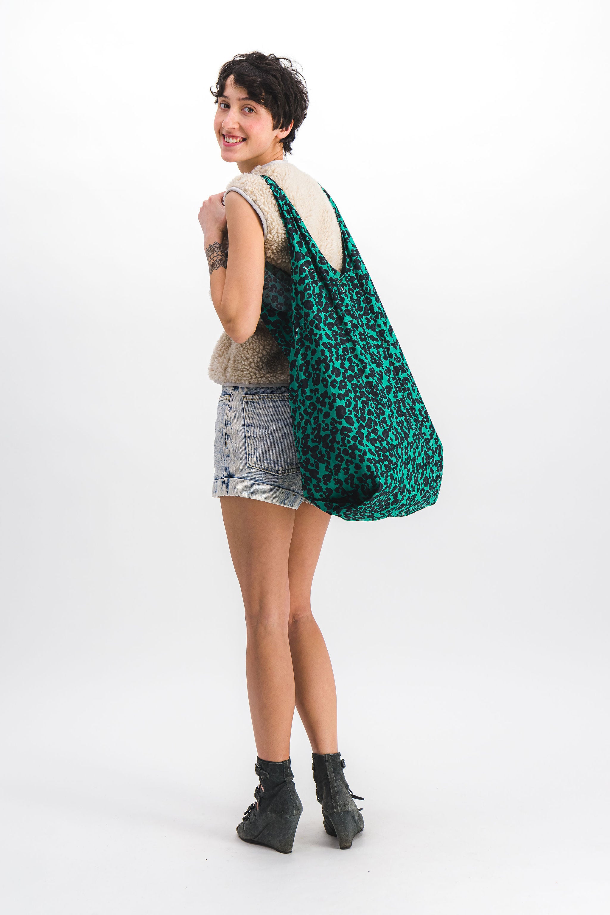 sac cabas femme léopard vert