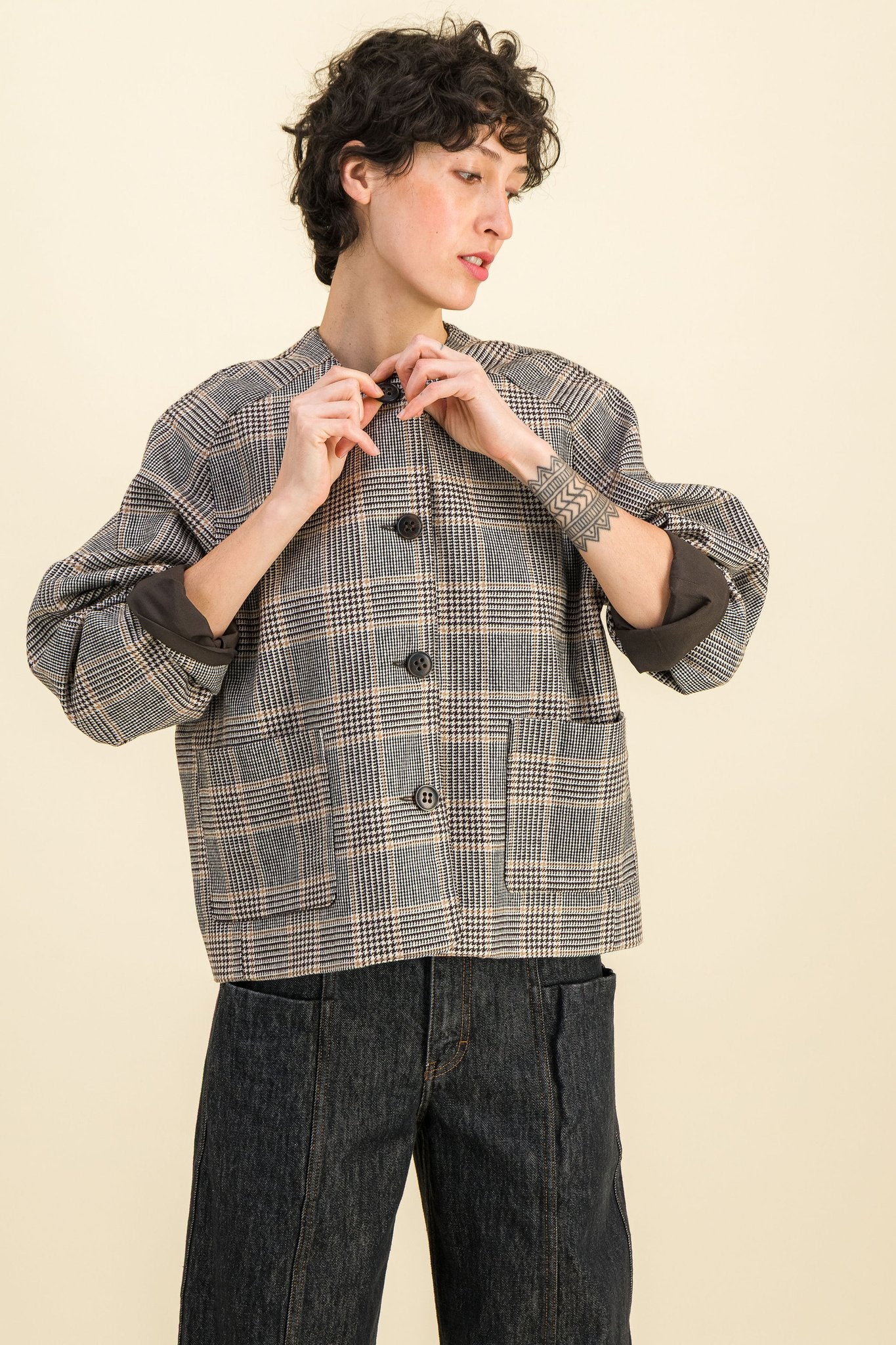 Veste laine femme Tia Prince de Galles - SIXSOEURS